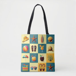 Beach Objects Mönster Tote Bag Tygkasse