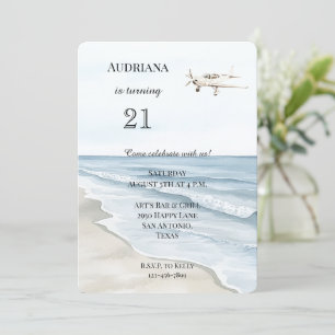 Beach Ocean Airlines Birthday Inbjudningar