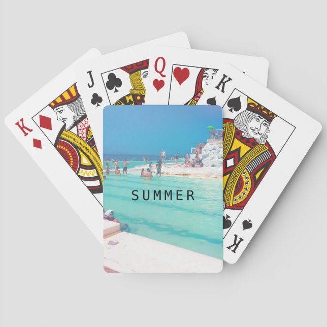 Beach Ocean Bassäng Blue Aqua Personal Casinokort (Baksidan)