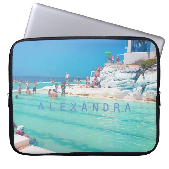 Beach Ocean Bassäng Blue Aqua Personal Laptop Fodral (Framsidan)