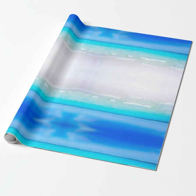 Beach Ocean Bassäng Blue Aqua Personal Presentpapper (Utrullad)