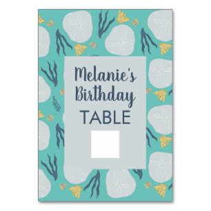 Beach Ocean Birday Fill in Bord Card Bordsnummer