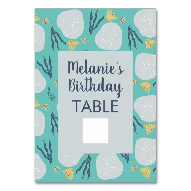 Beach Ocean Birday Fill in Bord Card Bordsnummer (Framsidan)