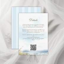 Beach Ocean Blue Bröllopsdetaljer Bifogad kort