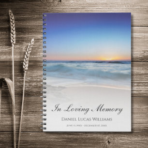 Beach Ocean Blue Memorial eller Funeral Guest Bok Anteckningsbok