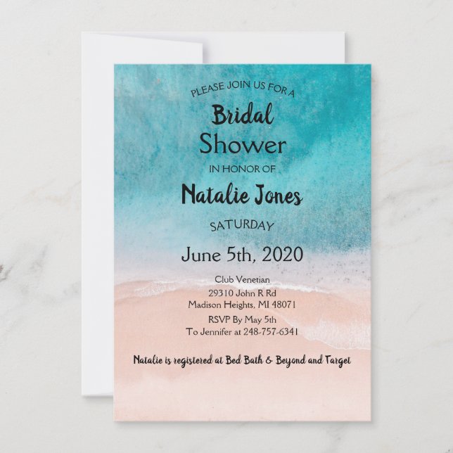 Beach Ocean Blue Seaside Möhippa Inbjudningar (Framsida)