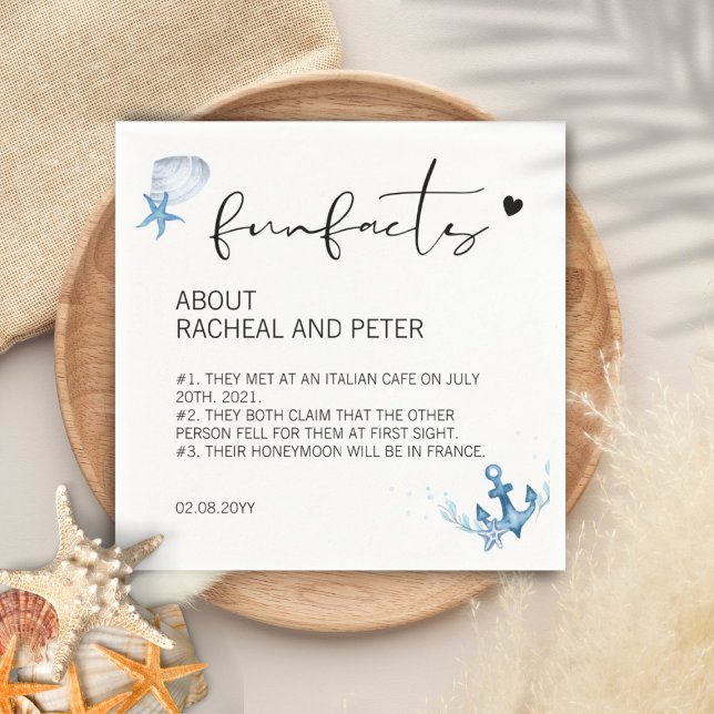 Beach Ocean Bröllop-skript - enkla Roligtar - fakt Pappersservett (Skapare uppladdad)