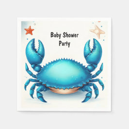 Beach Ocean Catch Navy Blue Crab Baby Shower Pappersservett