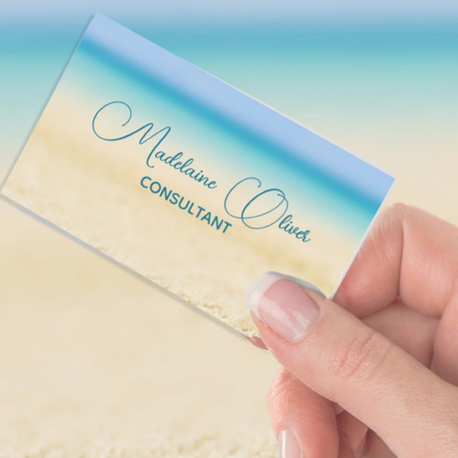 Beach Ocean Coastal Blue Modern Chic Visitkort (Skapare uppladdad)