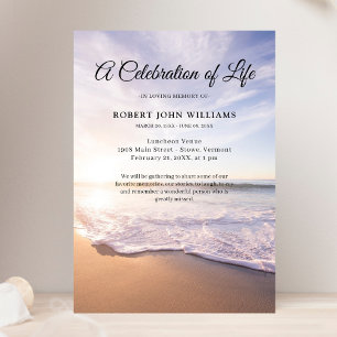 Beach Ocean Firande i Life Funeral Inbjudningar