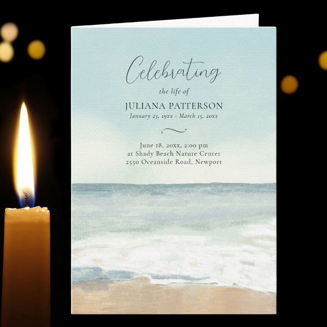 Beach Ocean Firande i Life Photo Funeral Program (Skapare uppladdad)
