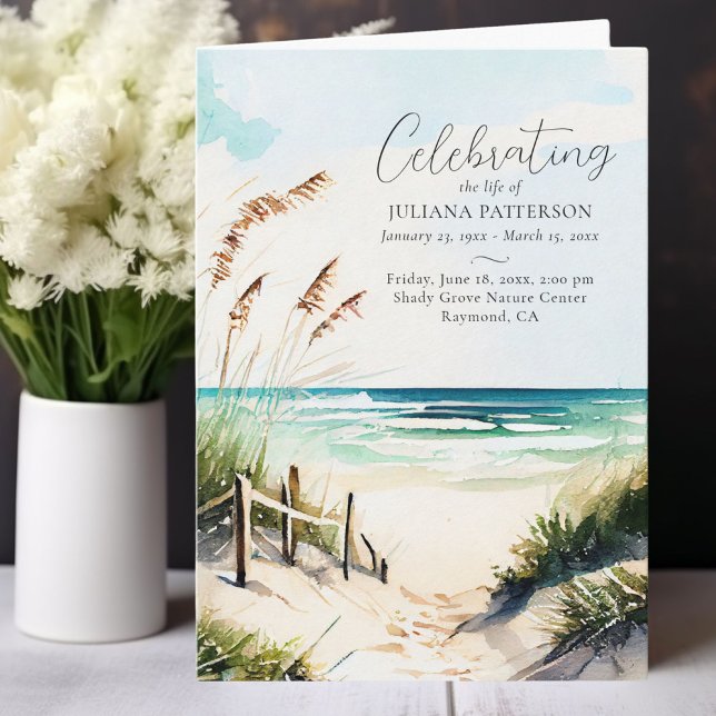 Beach Ocean Firande i Life Photo Funeral Program (Skapare uppladdad)
