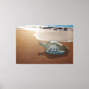 BEACH OCEAN FRAKT FLASKA STRETCHED CANVAS ART PRIN