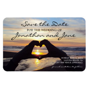Beach Ocean Kärlek Heart Bröllop spara datum Magnet