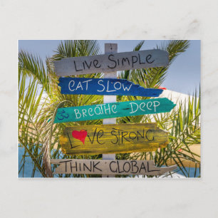Beach Ocean Live Simple Inspirational Motivational Vykort
