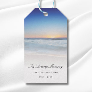 Beach Ocean Memorial eller Funeral Tribute Presentetikett