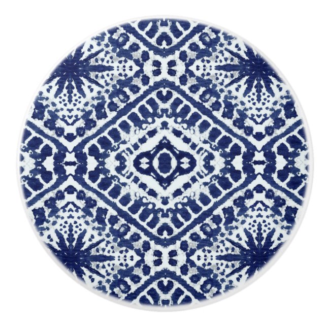 Beach Ocean Navy Blue White Rustic Star Shibori  Knopp (Framsidan)