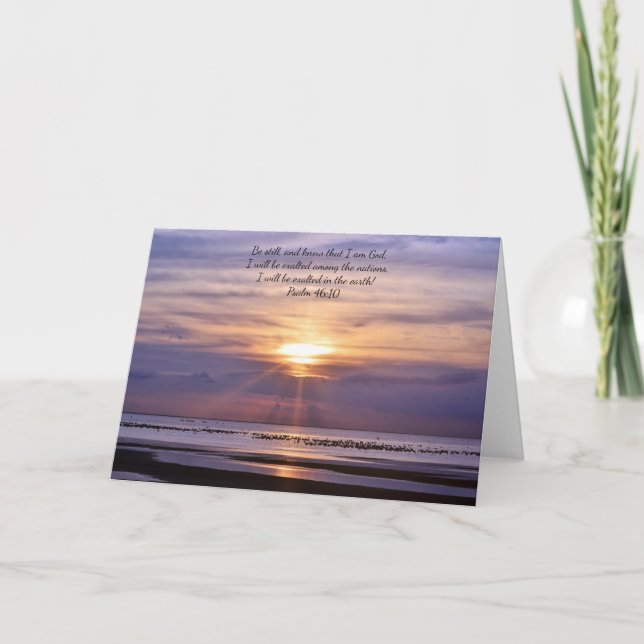 Beach Ocean Scripture Card Psalm 46:10 ska fortfar Kort (Framsida)