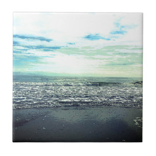 Beach Ocean Sea Abstrakt Blue Grått Grönt Artist Kakelplatta