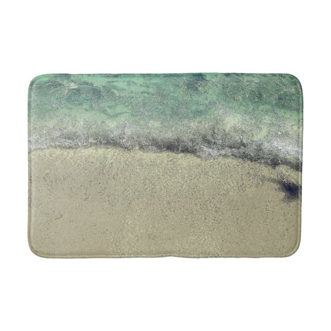 Beach Ocean Sea Abstrakt Teal Blue Grönt Fine Art Badrumsmatta (Framsidan)