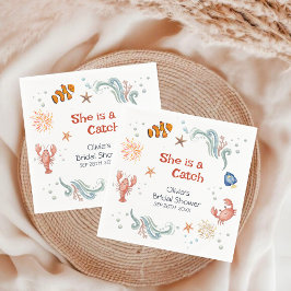 Beach Ocean She's a Catch Bridal Shower Pappersservett