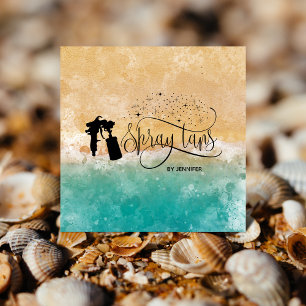 Beach Ocean Spray-skript som droppar glitter guld Fyrkantigt Visitkort