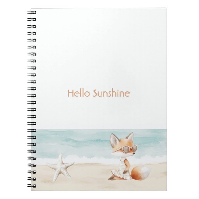 Beach Ocean Starfish Fox Hello Sunshine Anteckningsbok (Framsidan)