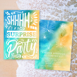 Beach Ocean Summer Shh Surprise Birthday Party Inbjudningar
