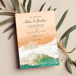Beach Ocean Tropical Beachside Destination Wedding Inbjudningar