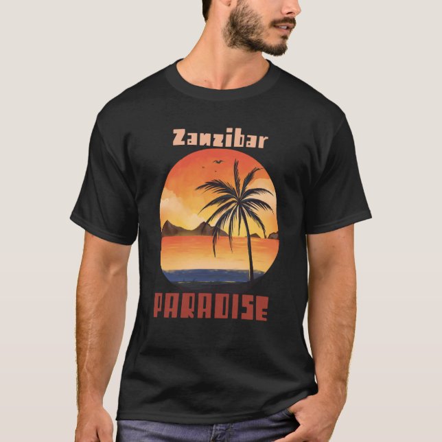 Beach Ocean Vacation Zanzibar Surfing Palm tree Su T Shirt (Framsida)