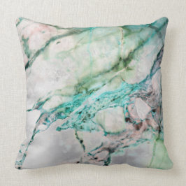 Beach Ocean Vatten Grått Mint Silver Guld Marble Kudde