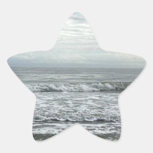 Beach Ocean Vatten Himlar Blue White Grått Cute Co Stjärnformat Klistermärke