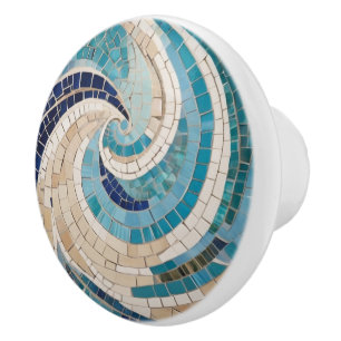 Beach & Ocean Vinkarare Abstrakt Sea Aqua Blue Mos Knopp