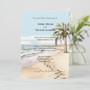 Beach Oceanen Handflatan Träd Bröllop Inbjudningar