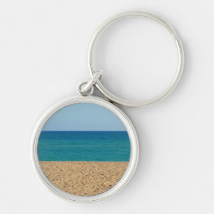 Beach, oceanen, nyckelkedjan Himlar Rund Silverfärgad Nyckelring