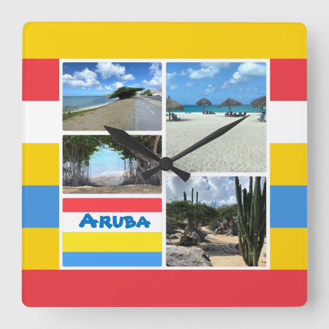 Beach och Desert Aruba Fyrkantig Klocka (Framsida)