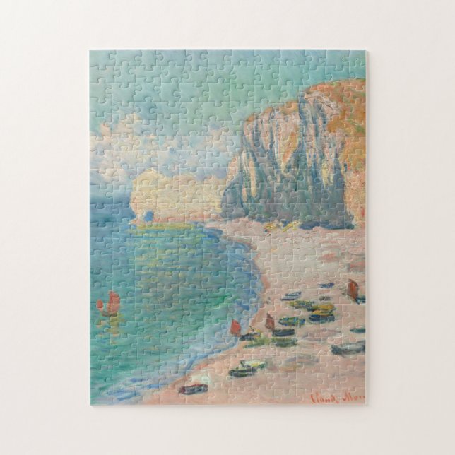 Beach och Falaise d'Bland Monet Fine Art Pussel (Vertikal)
