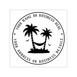 Beach och Handflatan Träd Business Namn Returadres Självfärgande Stämpel