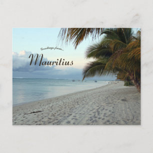 Beach och Handflatan Träd i Mauritius Vykort