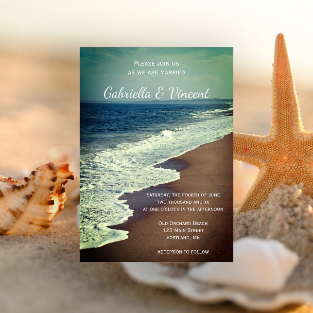 Beach och Oceanen Bröllop Inbjudningar (Invite guests to your destination marriage ceremony with the Ocean and Beach Wedding Invitation.)