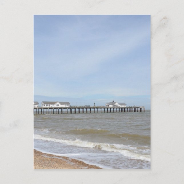 Beach och Pier vid Southwold Suffolk Vykort (Framsida)