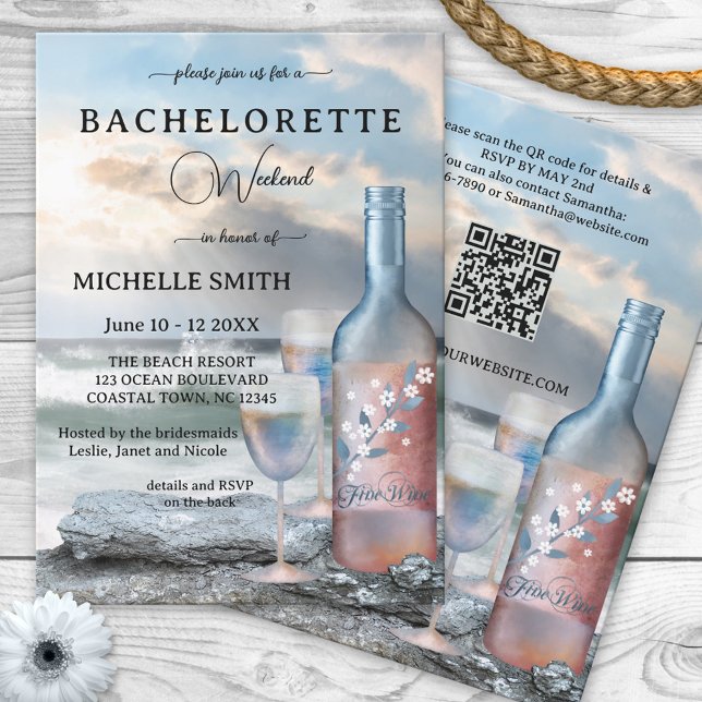 Beach och Vin Bachelorette Helg Inbjudningar (Skapare uppladdad)