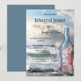 Beach och Vin målade repetitionsmiddagsinbjudan Inbjudningar