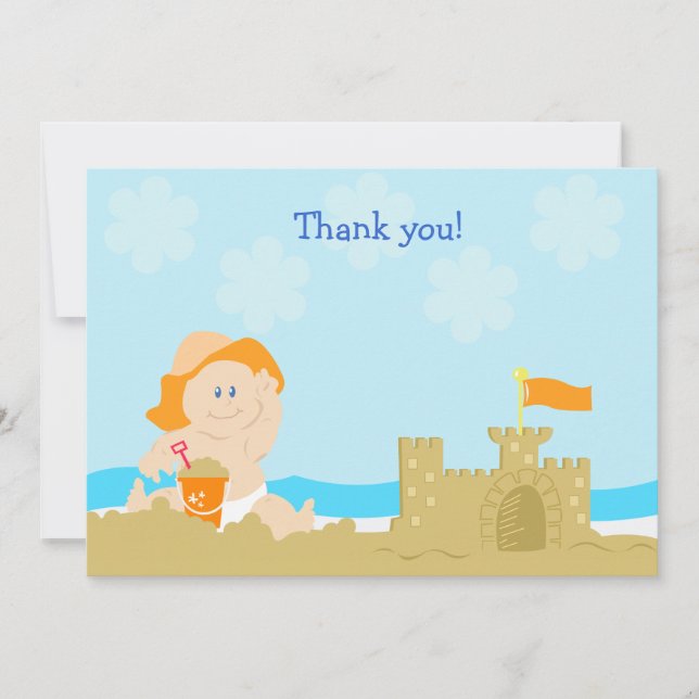 Beach Orange Neutralt Baby Flat Card Tackkort Anteckningskort (Framsida)