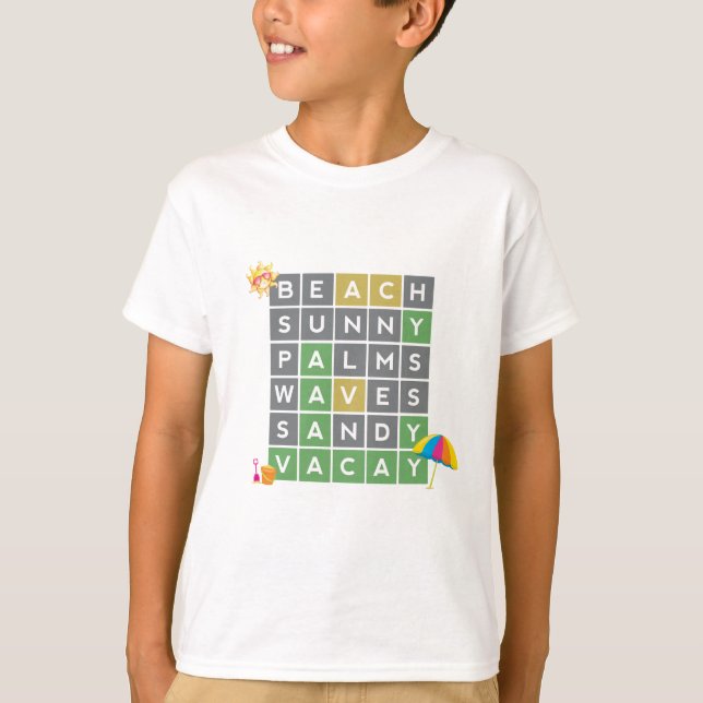 Beach Ord Art Summer Vacation Ord Puzzle T Shirt (Framsida)