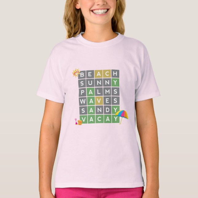 Beach Ord Art Summer Vacation Ord Puzzle T Shirt (Framsida)