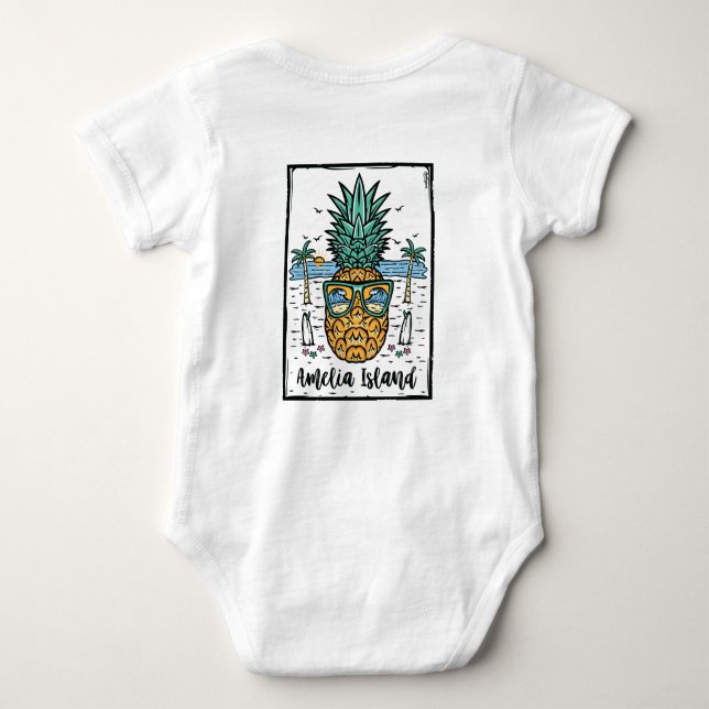 Beach på båda sidor av ön Retro Amelia T Shirt (Baksida)