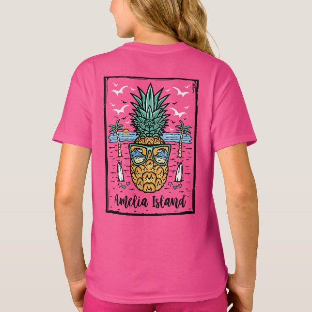 Beach på båda sidor av ön Retro Amelia T Shirt (Baksida)