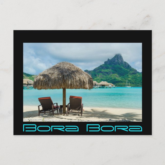 Beach på Bora Bora Black gräns-vykort Vykort (Framsida)