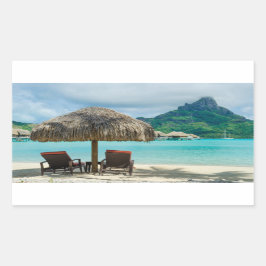 Beach på Bora Bora-fotoklistermärke Rektangulärt Klistermärke